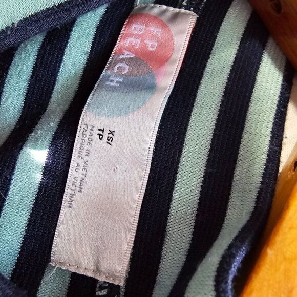 EUC FP BEACH STRIPED MOCK NECK CAP SLEEVES SHORT DRESS SIZE XS - Picture 12 of 15